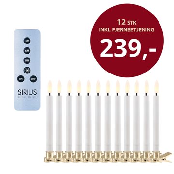 Sirius Sille Juletræslys 12 stk. inklusiv 1 stk. Sirius fjernbetjening H 11 x Ø 1,2 cm